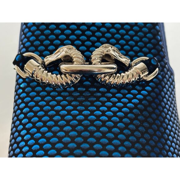 Parrazo Premium Cristiano 05 Mens Dress Loafers 9.5 Blue Black Pointy Metal Tip - Picture 3 of 13